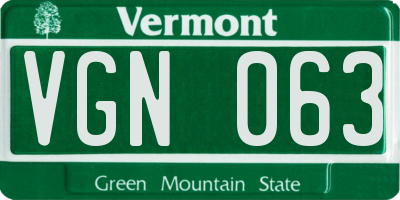 VT license plate VGN063