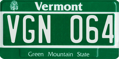 VT license plate VGN064