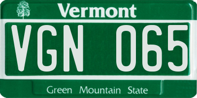 VT license plate VGN065