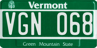 VT license plate VGN068
