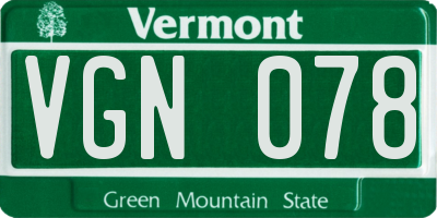 VT license plate VGN078