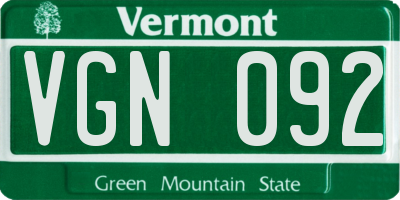VT license plate VGN092