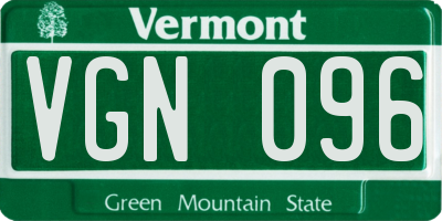 VT license plate VGN096