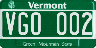 VT license plate VGO002