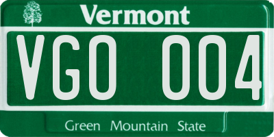 VT license plate VGO004