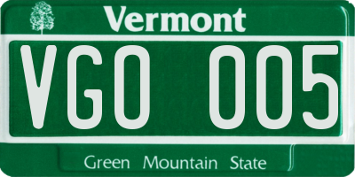 VT license plate VGO005