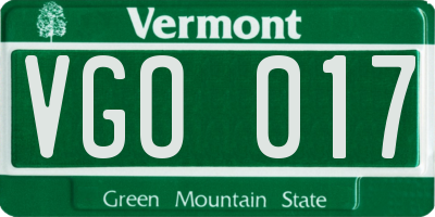 VT license plate VGO017