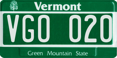 VT license plate VGO020