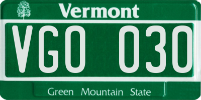VT license plate VGO030