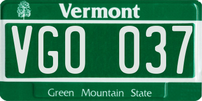 VT license plate VGO037
