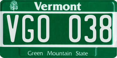 VT license plate VGO038