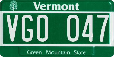 VT license plate VGO047