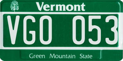 VT license plate VGO053