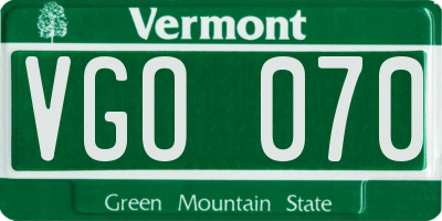 VT license plate VGO070