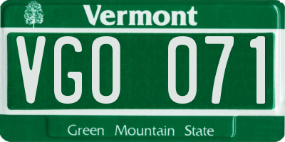 VT license plate VGO071