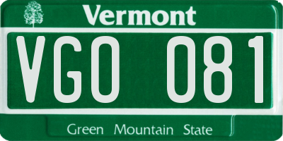 VT license plate VGO081