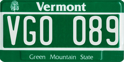 VT license plate VGO089