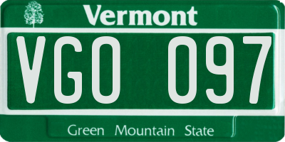 VT license plate VGO097