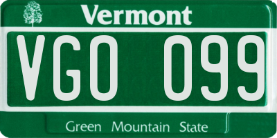 VT license plate VGO099