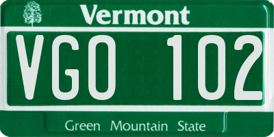 VT license plate VGO102