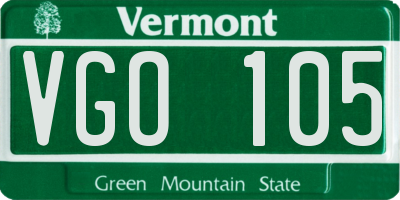 VT license plate VGO105