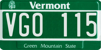 VT license plate VGO115