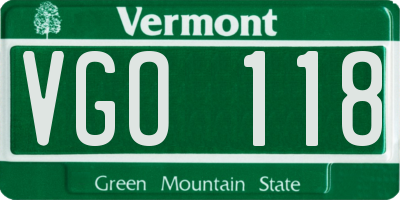 VT license plate VGO118