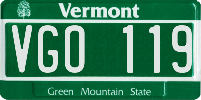VT license plate VGO119