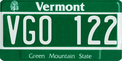 VT license plate VGO122