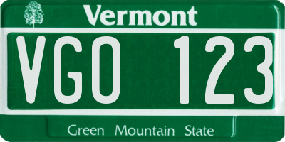 VT license plate VGO123
