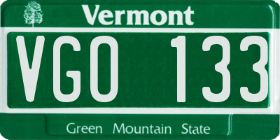 VT license plate VGO133