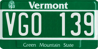 VT license plate VGO139