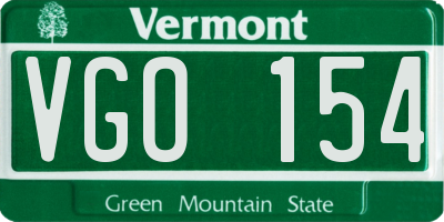 VT license plate VGO154