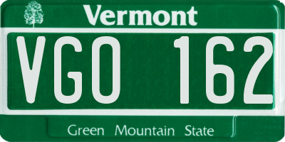 VT license plate VGO162