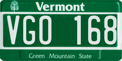 VT license plate VGO168