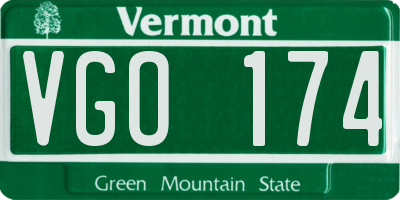 VT license plate VGO174