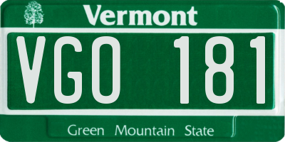 VT license plate VGO181