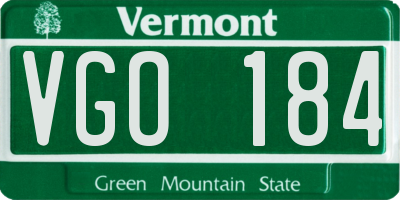 VT license plate VGO184