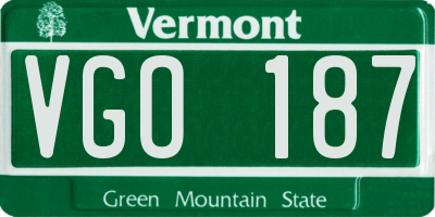 VT license plate VGO187