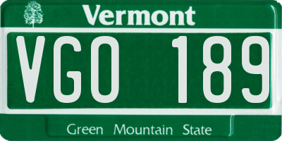 VT license plate VGO189