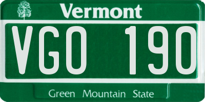 VT license plate VGO190