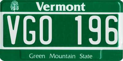 VT license plate VGO196