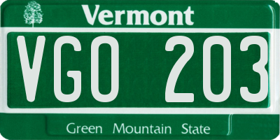 VT license plate VGO203
