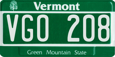 VT license plate VGO208