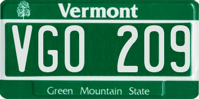 VT license plate VGO209
