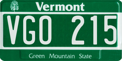 VT license plate VGO215