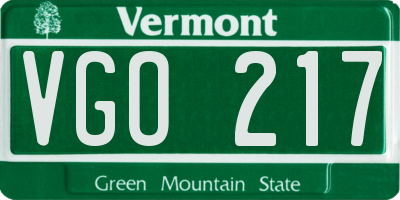 VT license plate VGO217