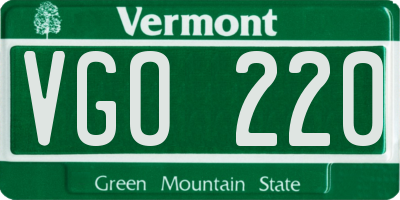 VT license plate VGO220