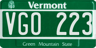 VT license plate VGO223