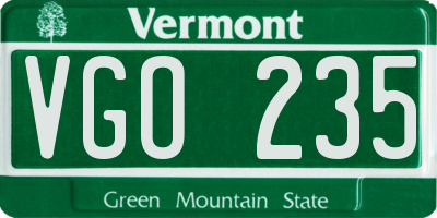 VT license plate VGO235
